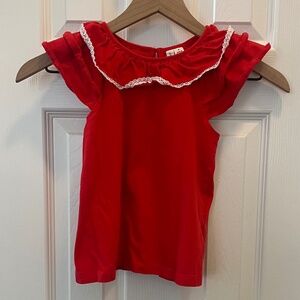 Janie and Jack 6y Red Ruffle Collar Top 6y
